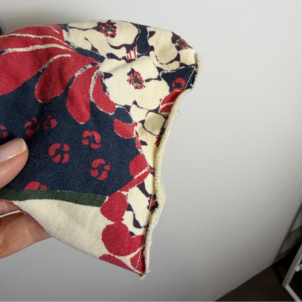 LUCKY BRAND Kimono Sweater Jacket Tie Hood | Asian Print, Red/Cream/Blue | Med - Picture 5 of 10